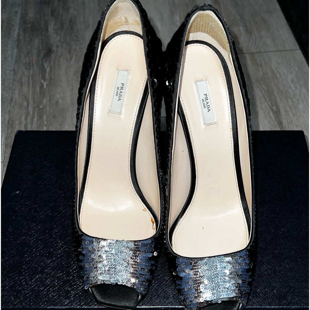 Prada Women's Shoes, Black/Silver Sequence 39.5/ … - image 3